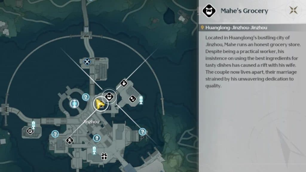 A screenshot featuring Mahe's Grocery location in Wuthering Waves.