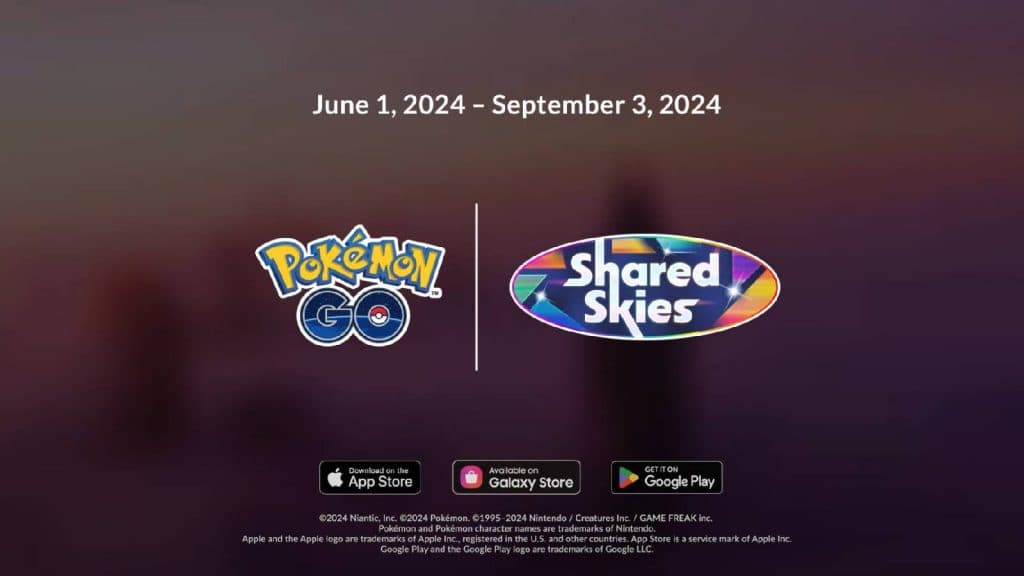 A screenshot from a trailer shows the dates for Pokemon Go Shared Skies season