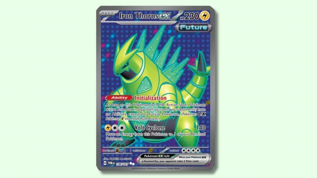 Iron Thorns ex Pokemon card.