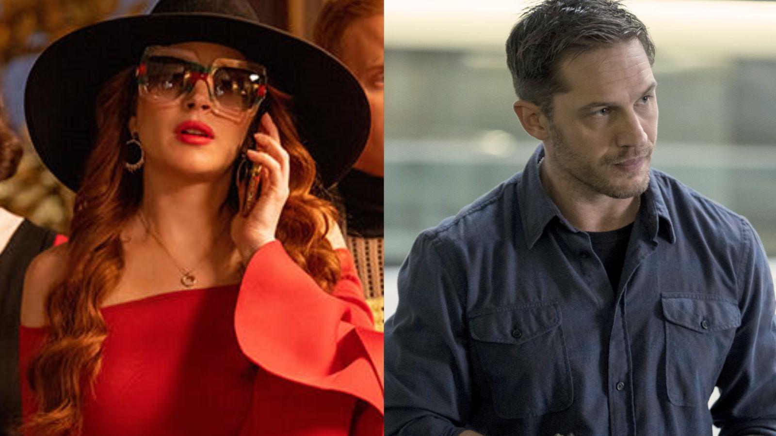 Tom Hardy in Venom and Lindsay Lohan in Falling for Christmas.