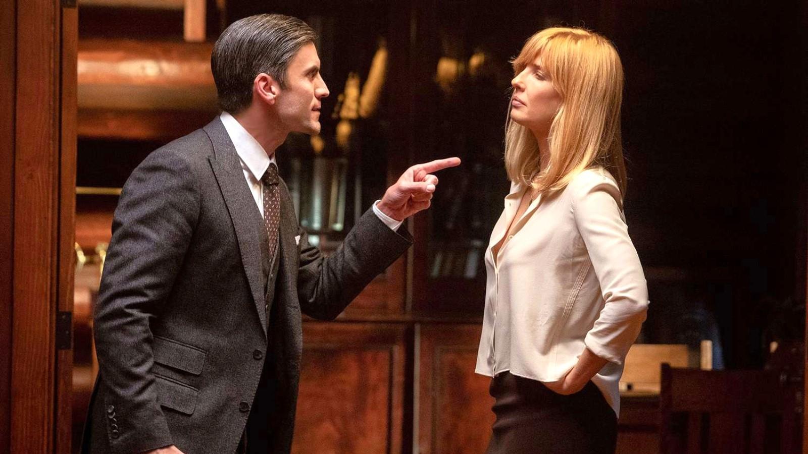 Kelly Reilly and Wes Bentley as Beth and Jamie Dutton in Yellowstone