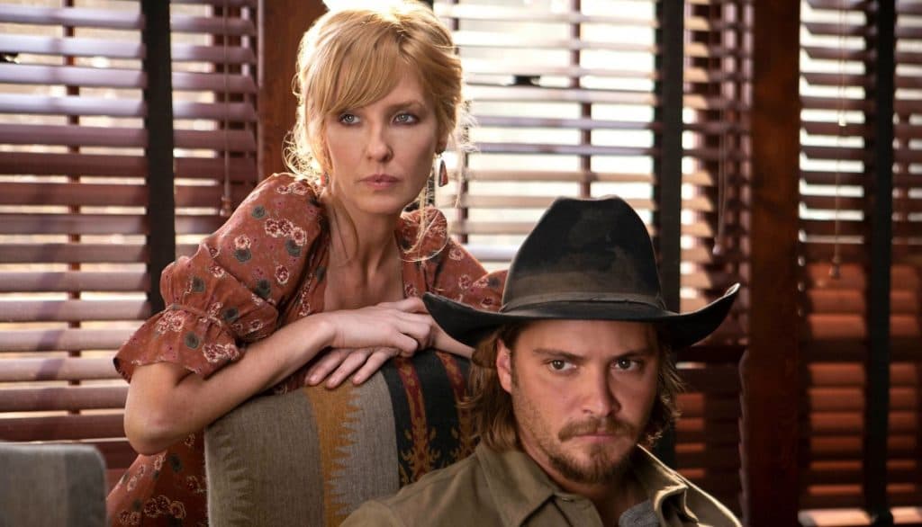 Kelly Reilly and Luke Grimes as Beth and Kayce in Yellowstone