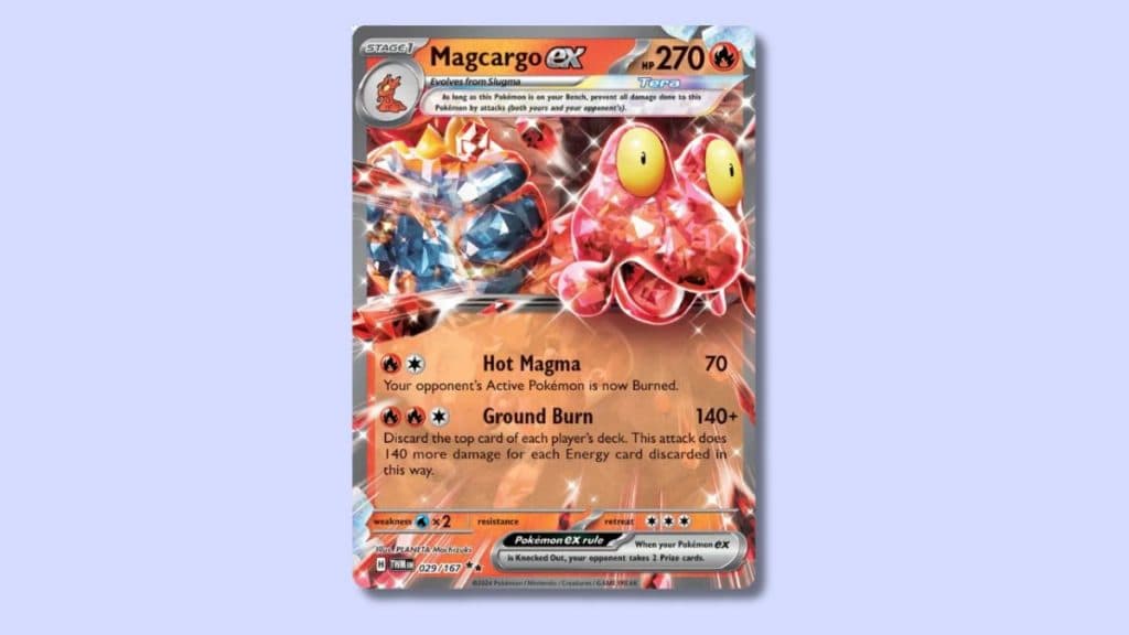 Macargo ex Pokemon card.