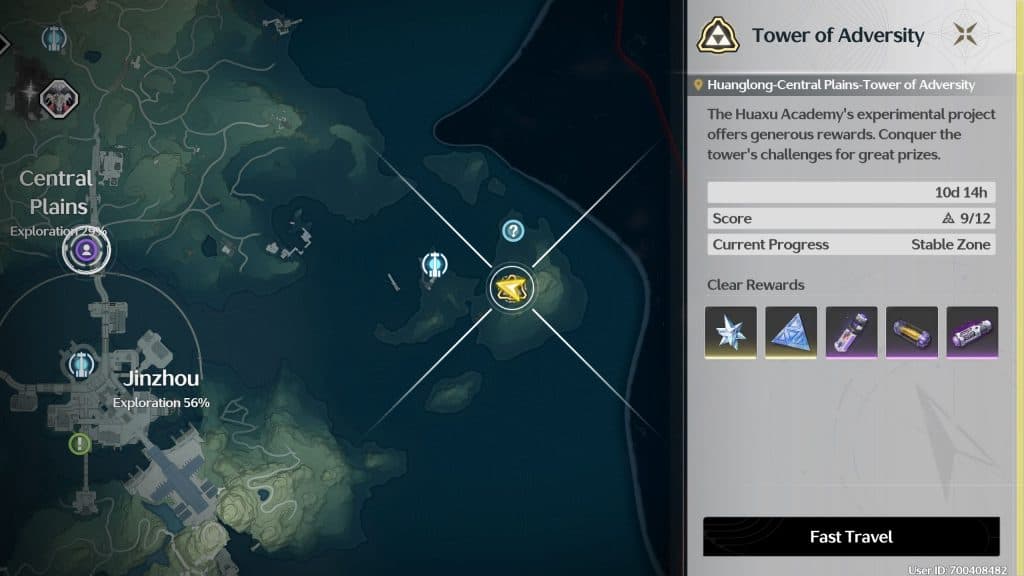 Tower of Adversity on the Map in WuWa