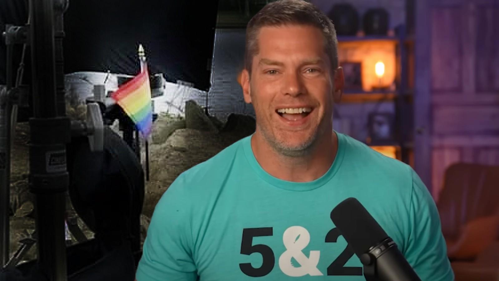 Dallas Jenkins and the Pride flag on The Chosen set