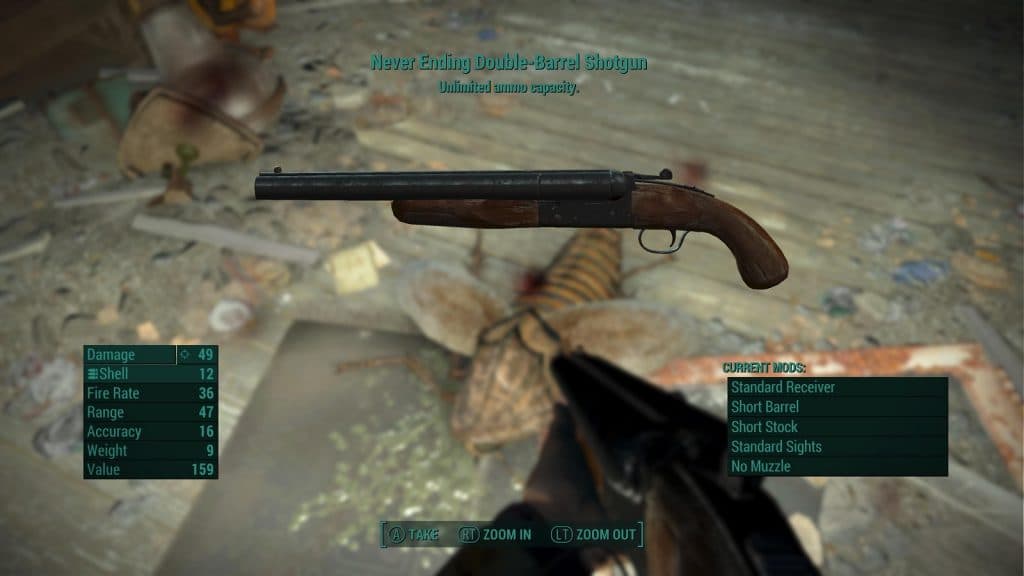 Fallout 4 legendary never ending double barreled shotgun