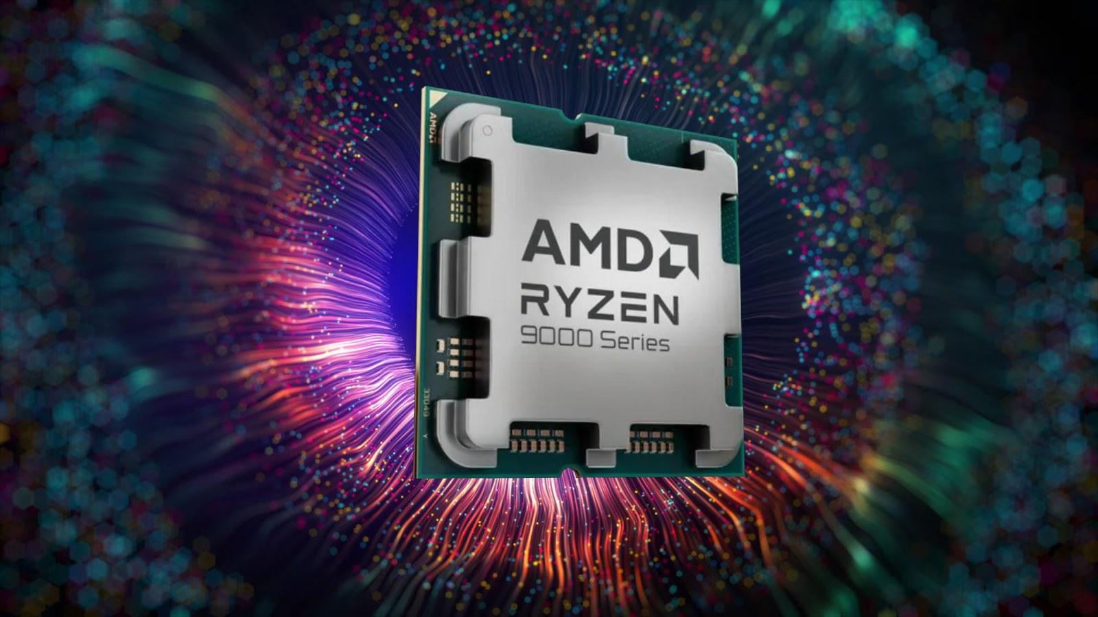 AMD Zen 5 chip on a colorful background