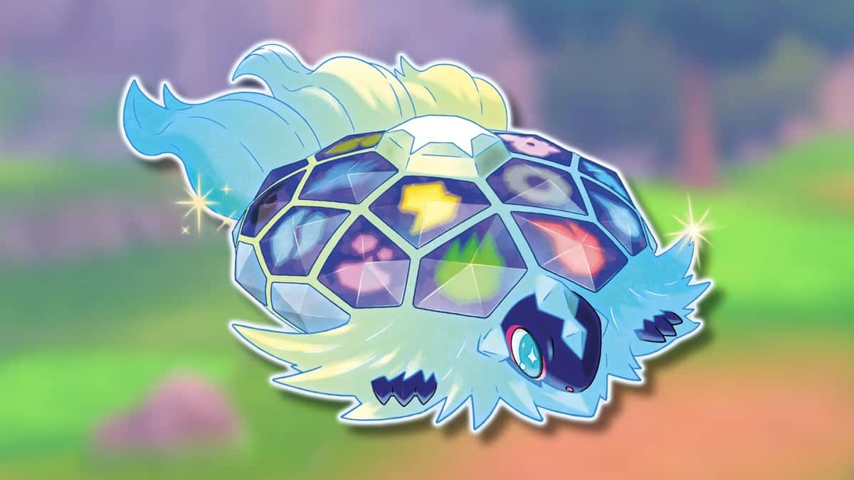 Stellar Terapagos Pokemon with video game background.