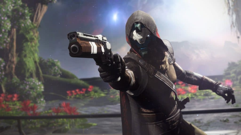 Cayde-6 points the Ace of Spades gun in Destiny 2 (Balance of Power guide)