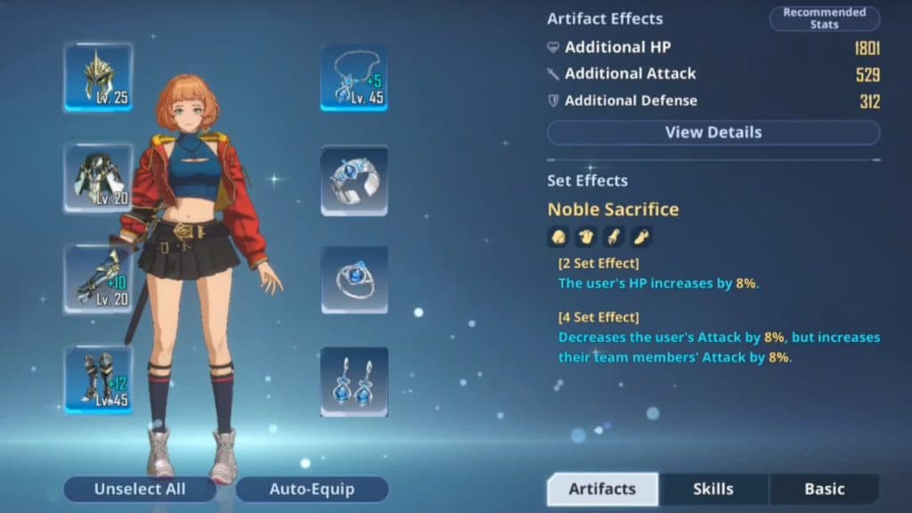 Emma Laurent Solo Leveling: Arise Artifact sets