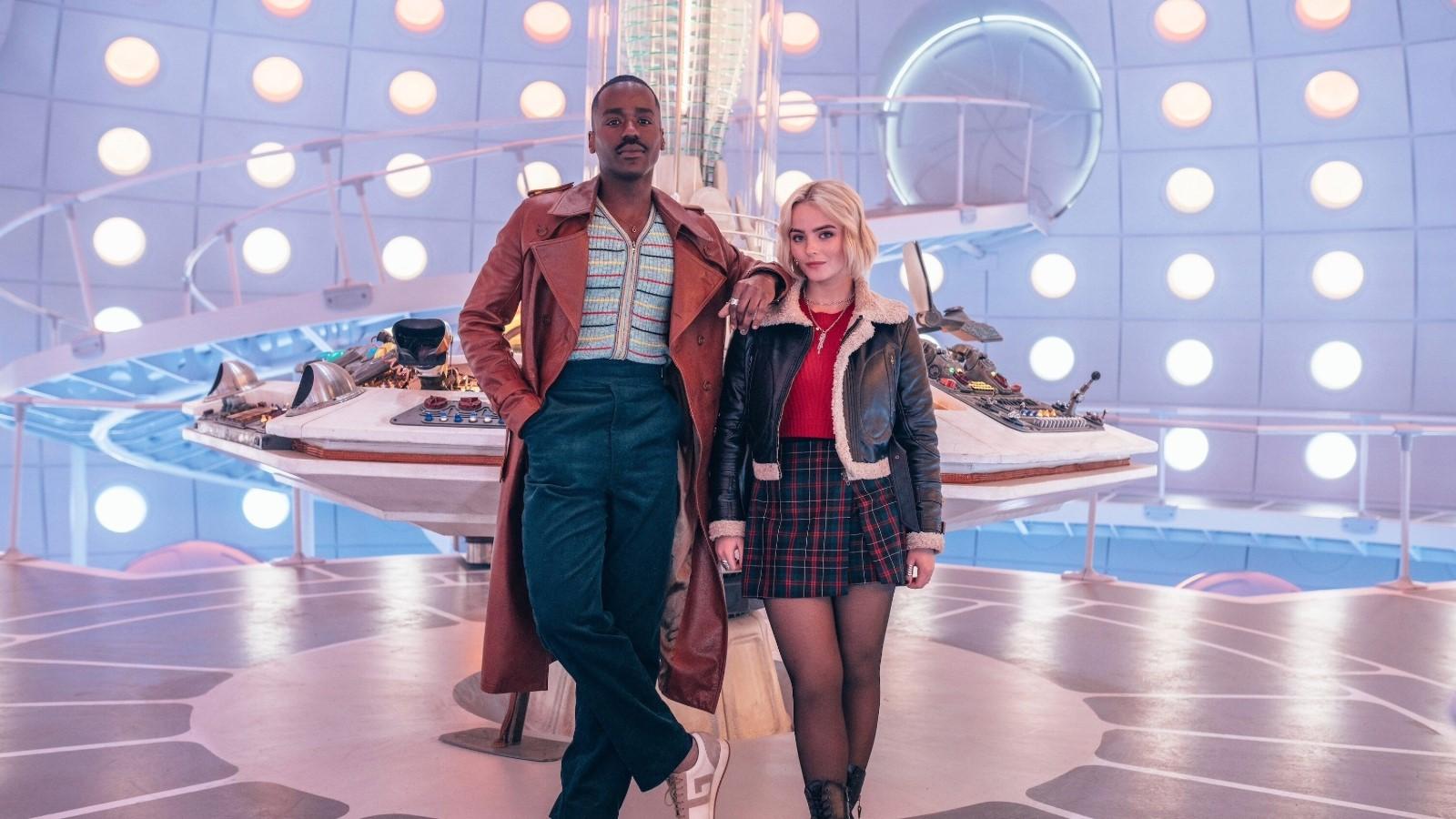Ncuti Gatwa and Millie Gibson as the Doctor and Ruby inside the TARDIS in Doctor Who