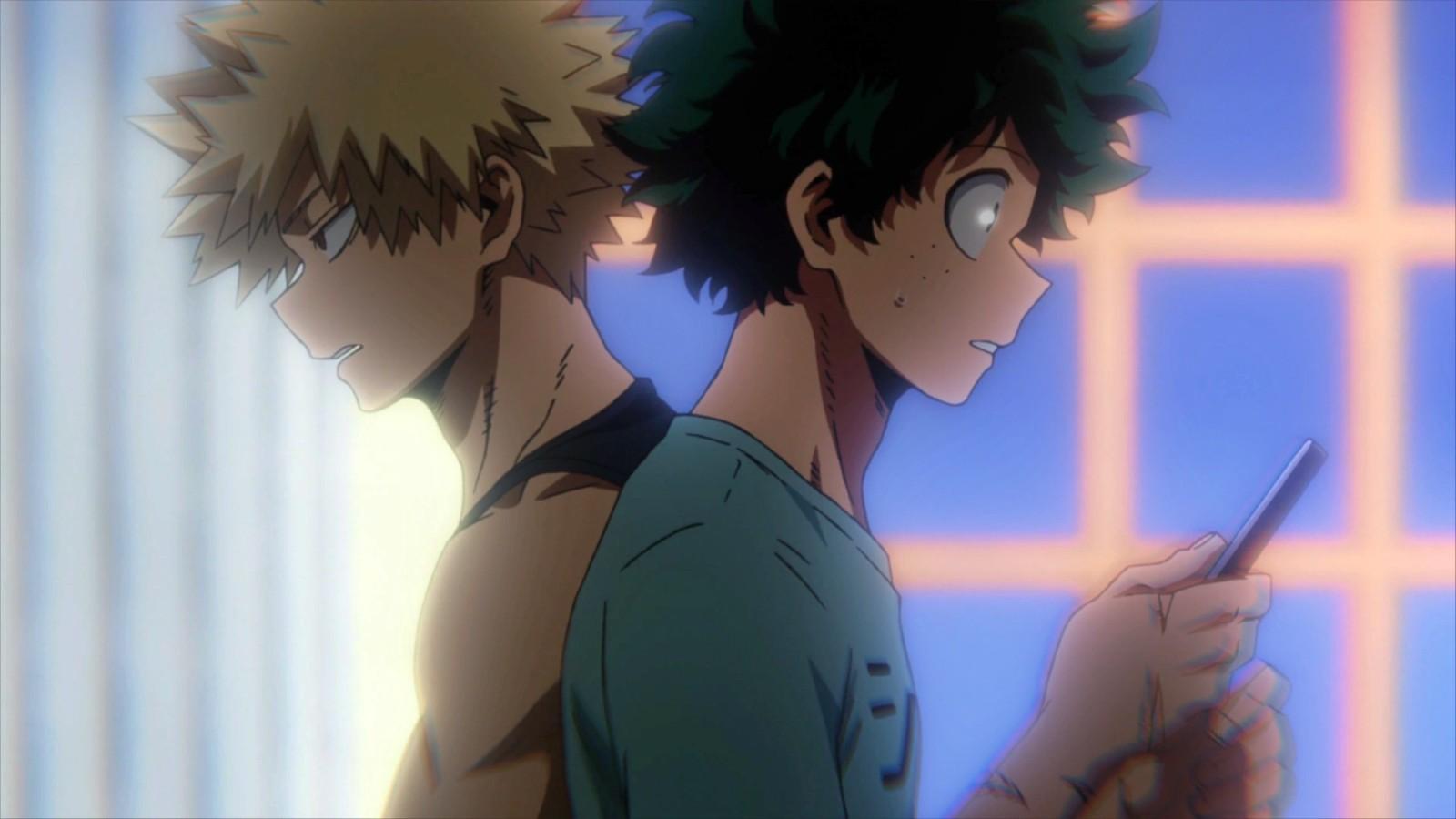 Deku and Bakugo passing by each other