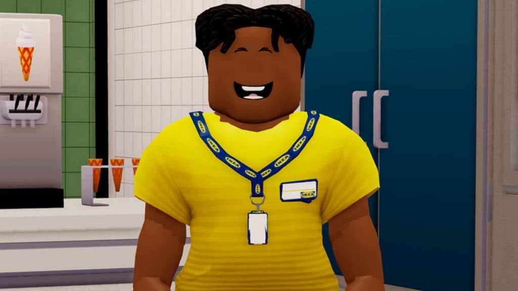 in-game character model of IKEA's The Co-Worker Game on Roblox.