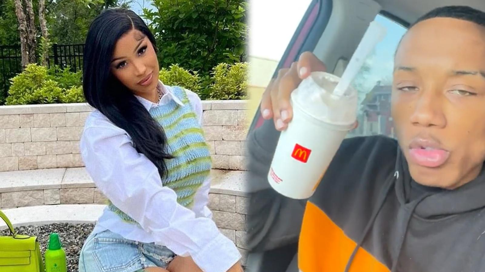 Cardi B on the left, and X user The Dump on the right.