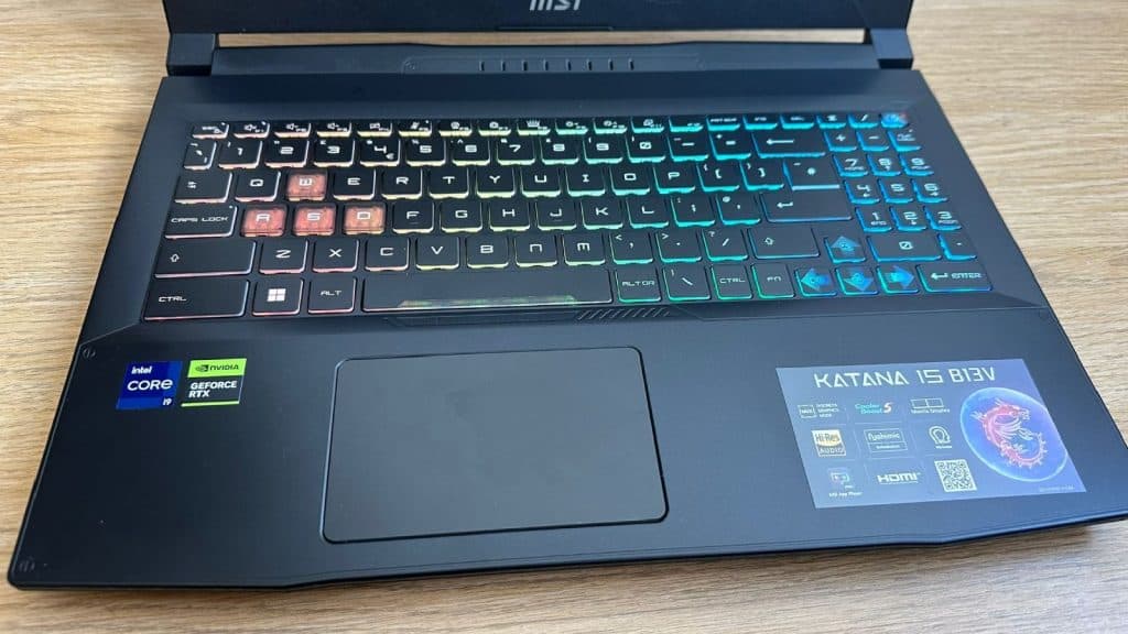 MSI Katana keyboard and trackpad