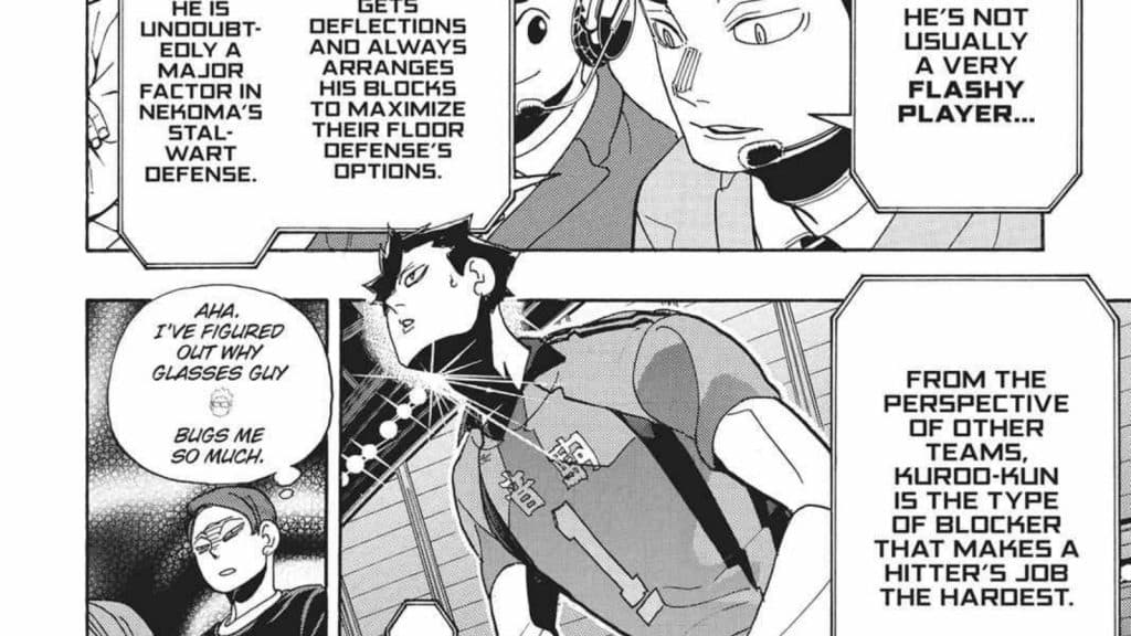 Kuroo's play is being commented by commentators