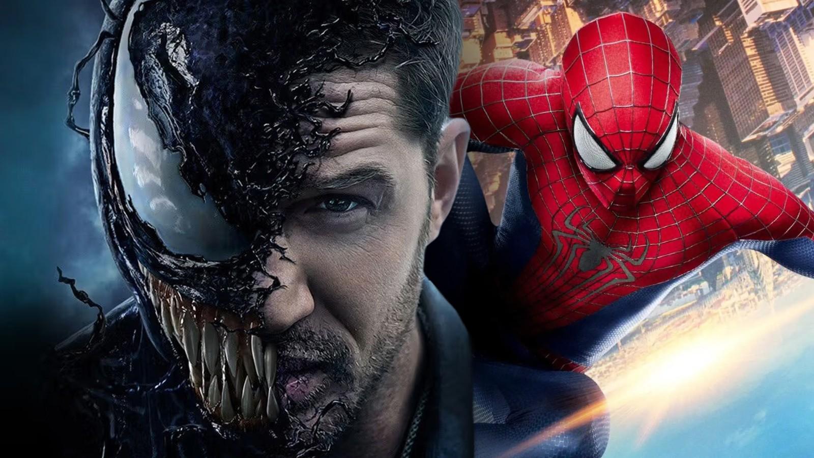 Tom Hardy as Venom and Spider-Man