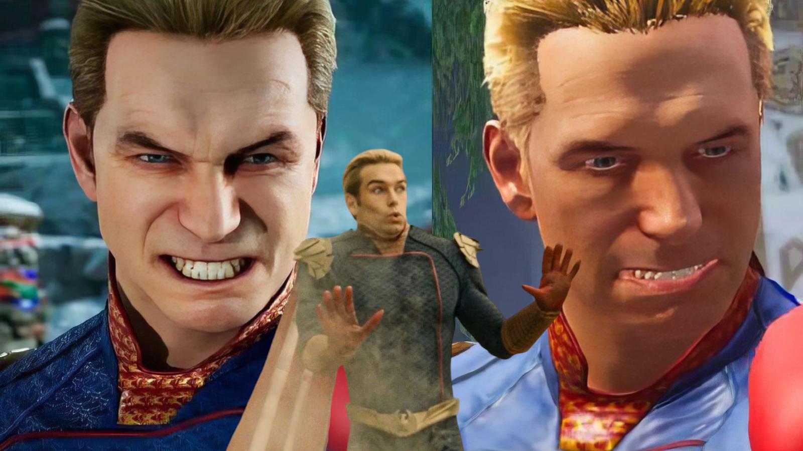 Homelander from the boys reacting to his mortal kombat 1 on the nintendo switch appearance