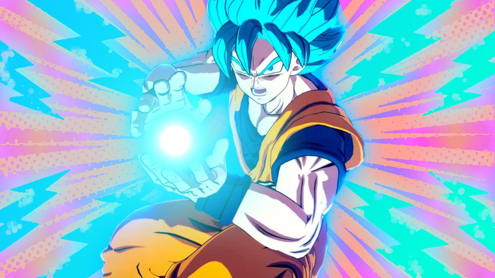 Super Saiyan Blue Goku charges up a Kamehamaha