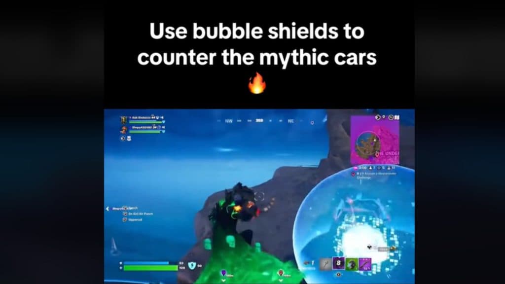 Une capture d'écran montrant un Shield Bubble Jr. dans Fortnite.