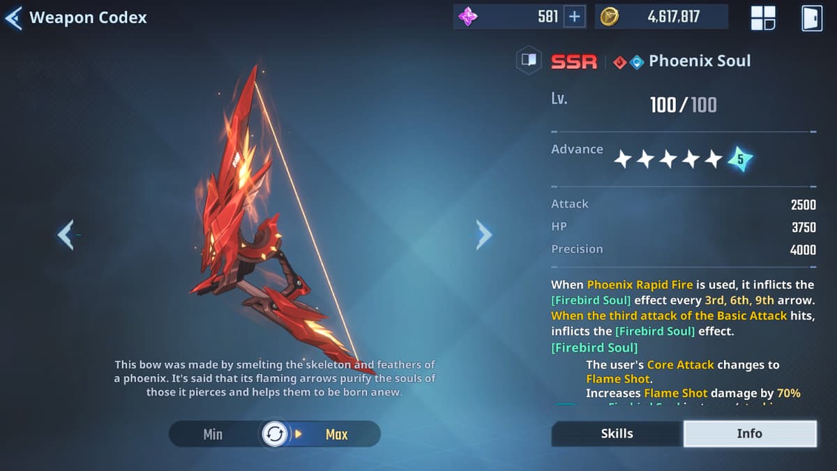 Phoenix Soul SSR weapon in Solo Leveling: Arise.