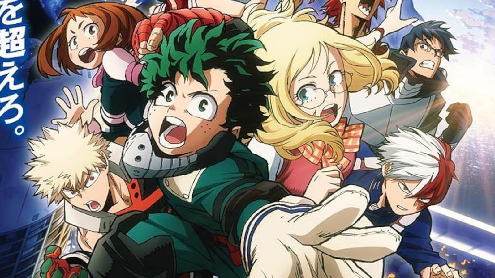 Deku and the cast of My Hero Academia: Two Heroes