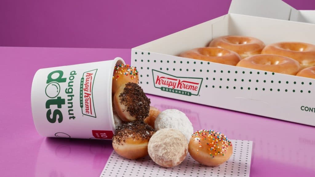 Krispy Kreme dots and dozen box