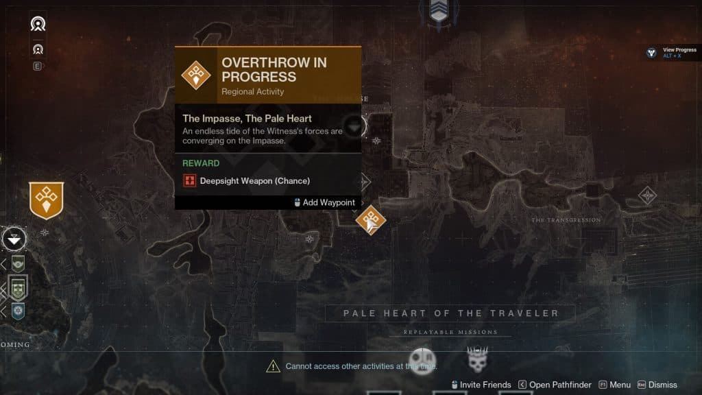 The Overthrow activity on The Pale Heart map in Destiny 2: The Final Shape
