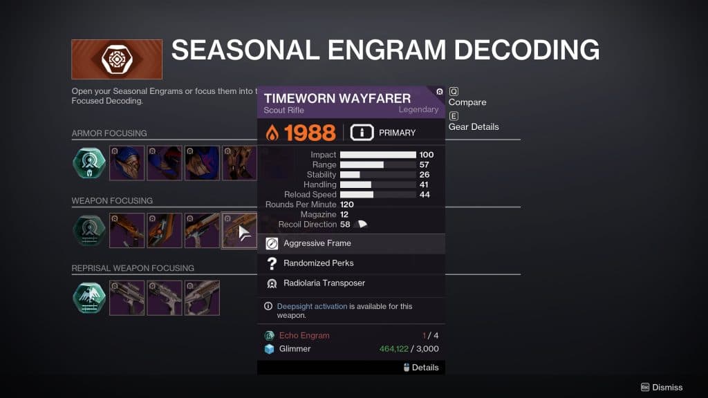 How to get Timeworn Wayfarer scout rifle in Destiny 2: Episode One Echoes.