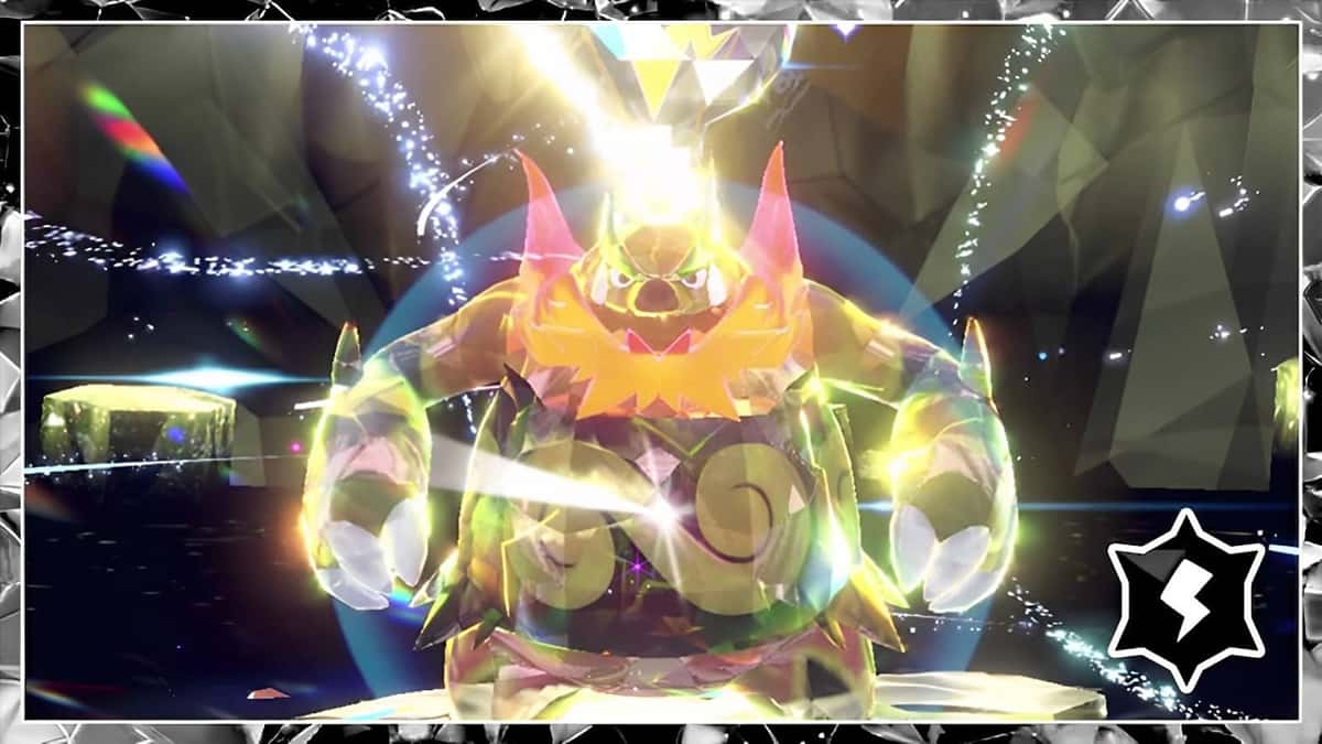 The Pokemon Emboar appears in Scarlet & Violet tera Raids