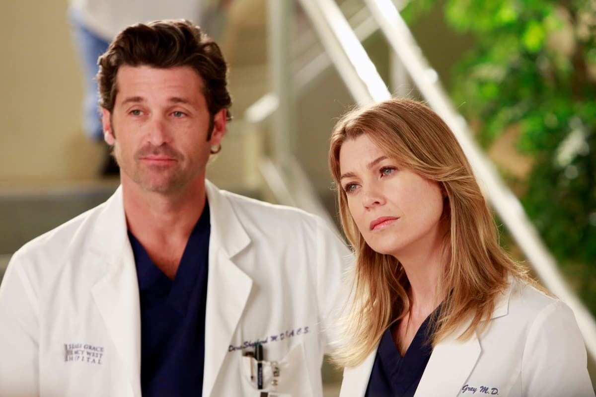 Meredith and Derek in Grey's Anatomy.