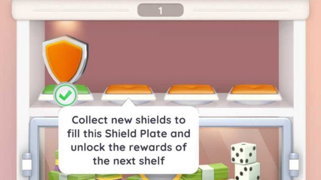 Shield menu in Monopoly Go