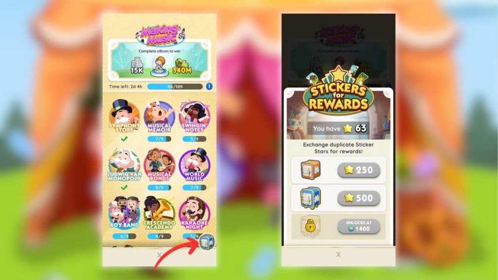 Rewards for Stickers and Stars in Monopoly Go