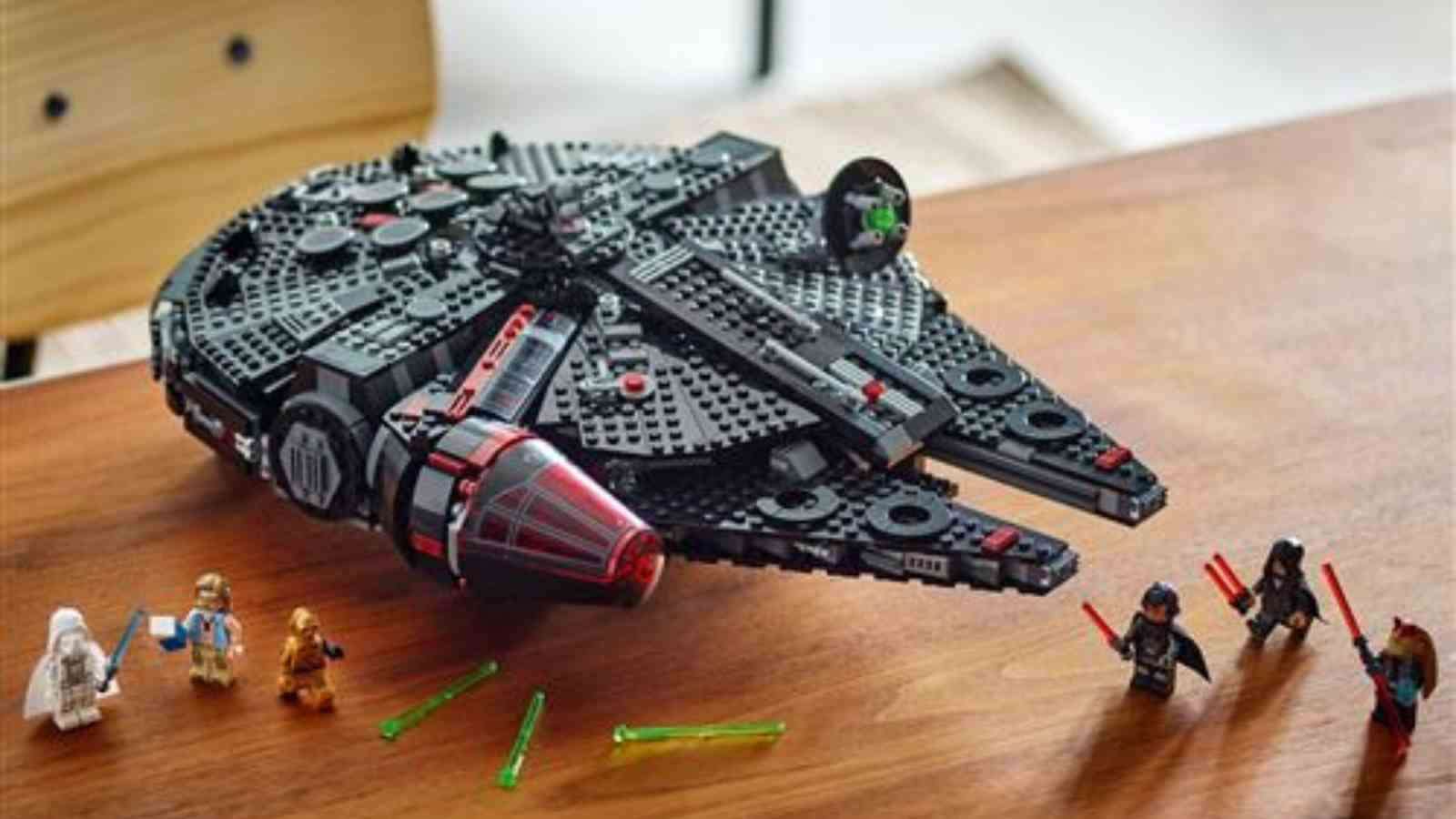 The LEGO Star Wars Rebuild the Galaxy The Dark Falcon on display