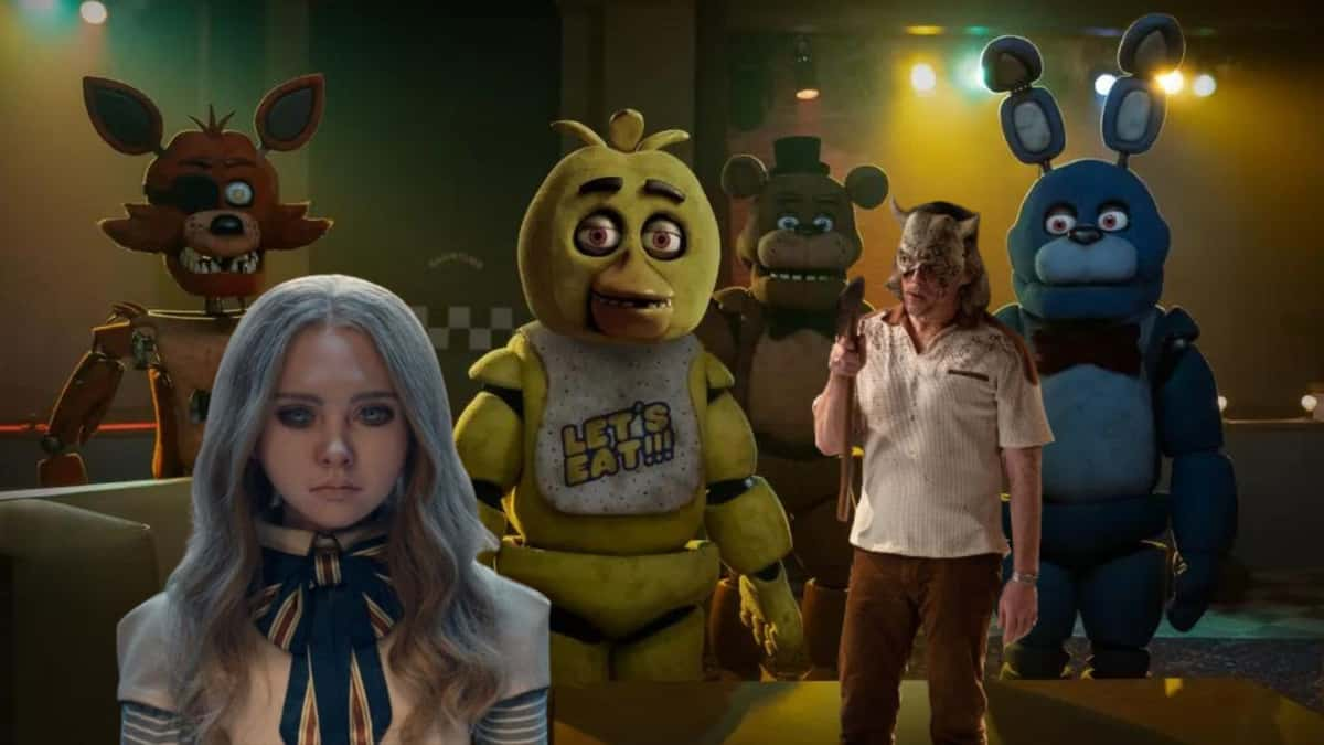 Stills from M3gan, Five Nights at Freddy's, and Black Phone