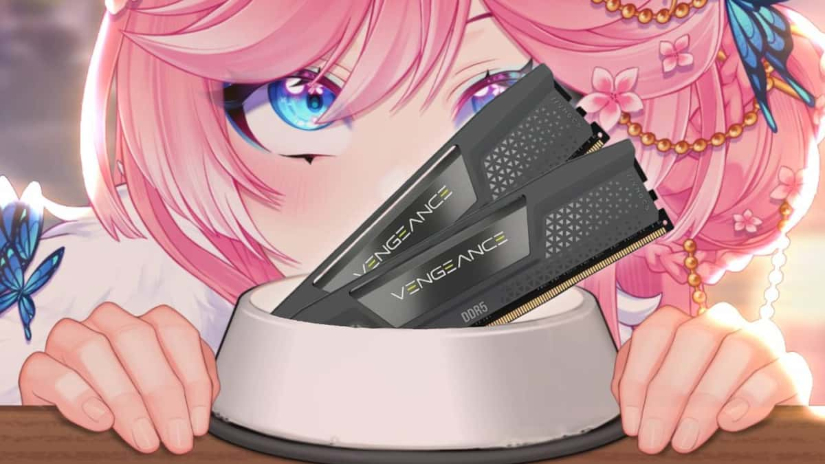 Image of Leahkitties VTuber model with Corsair RAM in a bowl.