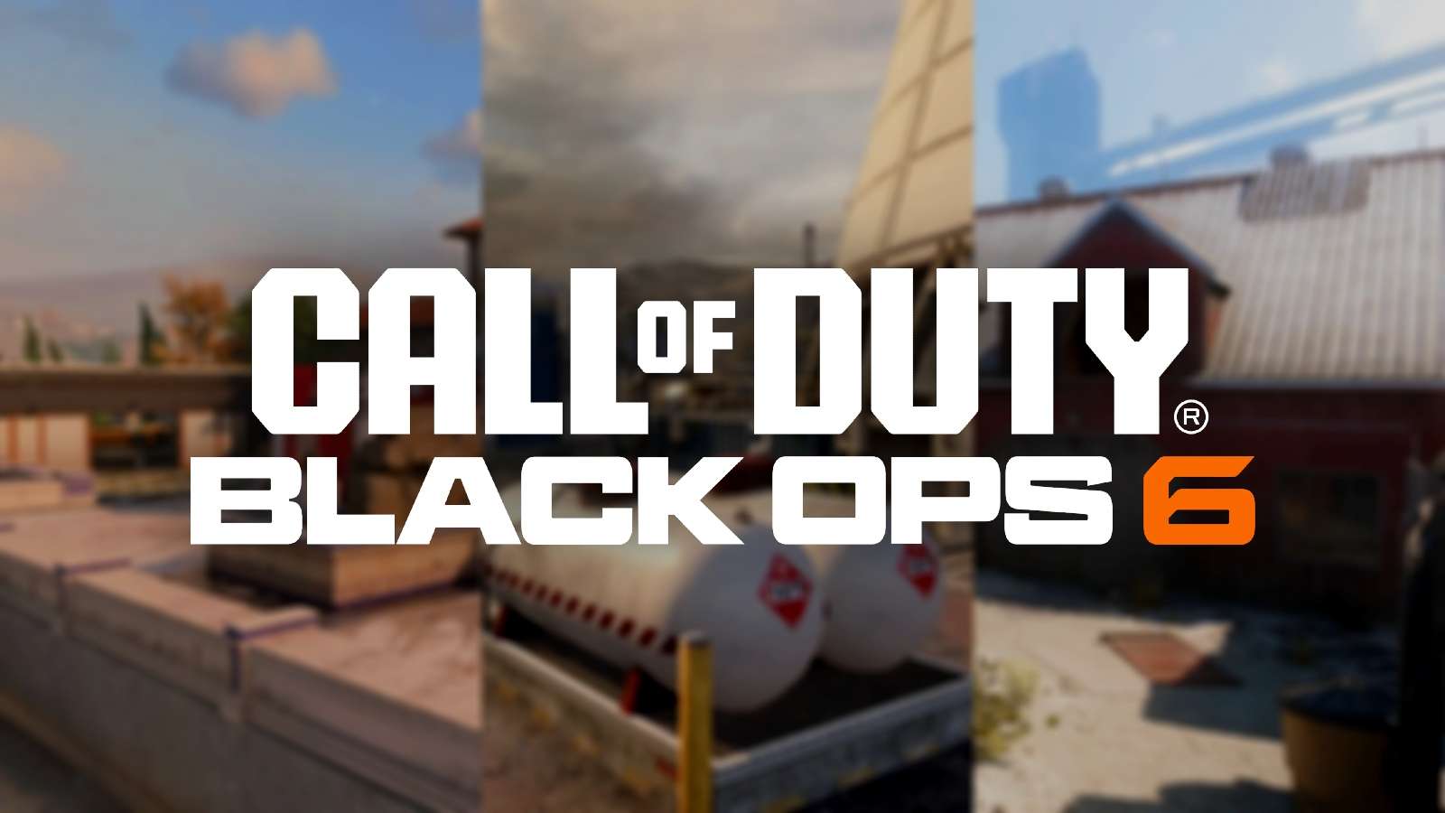 Black Ops 6 logo on blurred background of Meltdown, Hacienda and Fringe maps