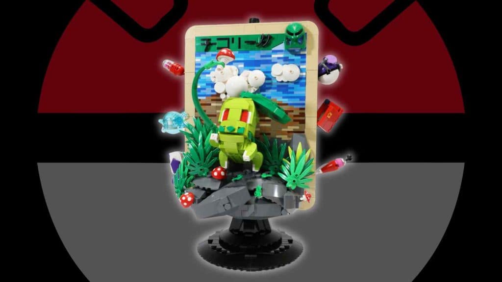 A LEGO fan's Pokemon card MO on a black background with Poke Ball graphic