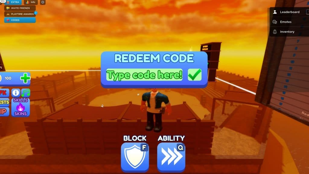 Blade Ball redeem code page.