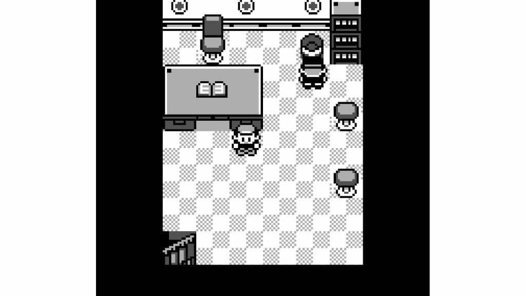 A Trainer stands in the Captain's Quarters from Pokemon Red & Blue