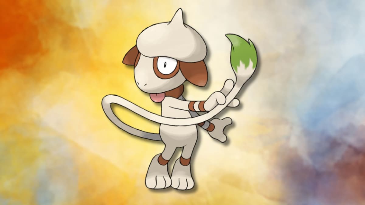 Smeargle Pokemon with paint splash background.