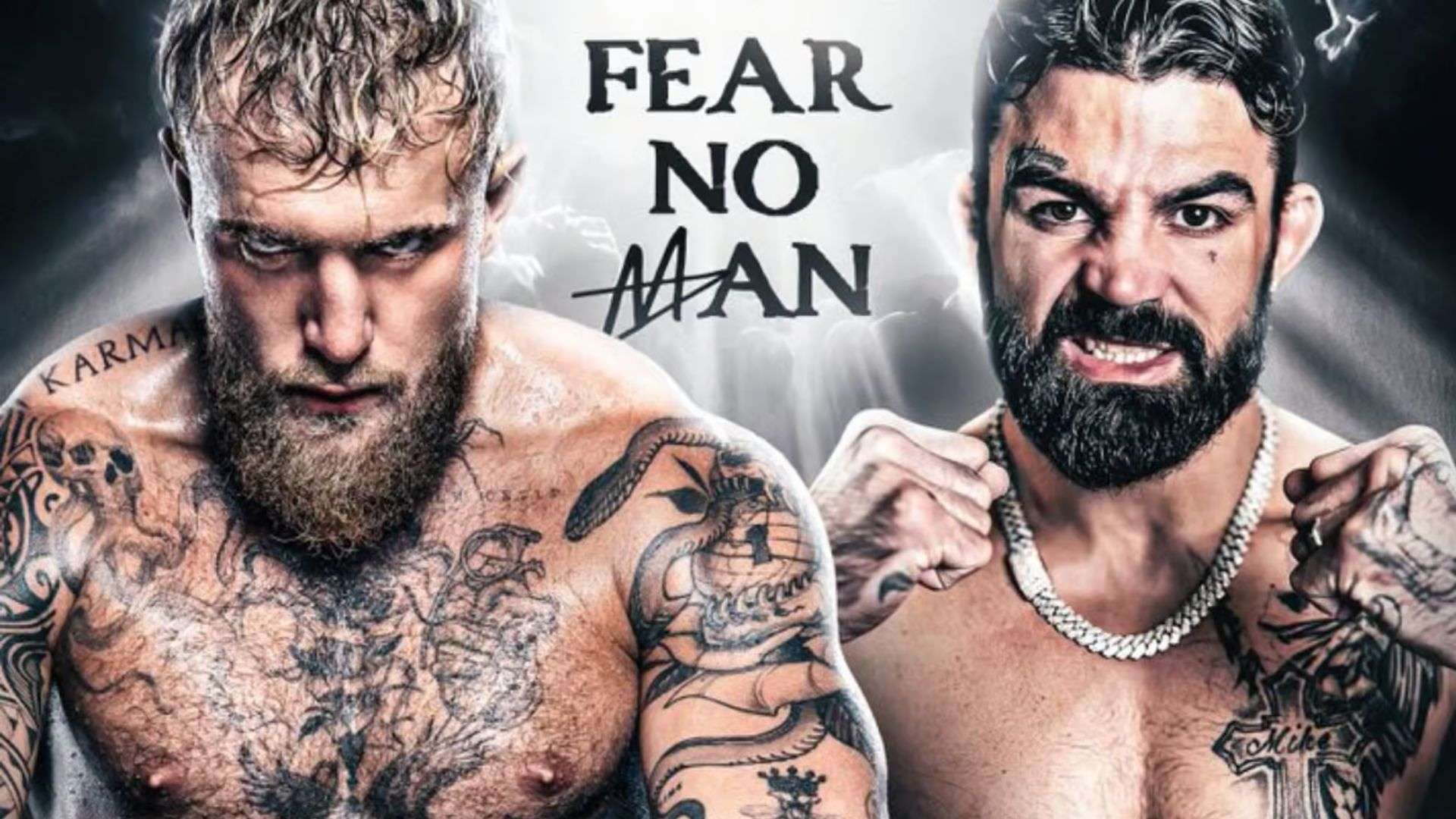 Jake Paul and Mike Perry on Fear No Man poster for boxing fight