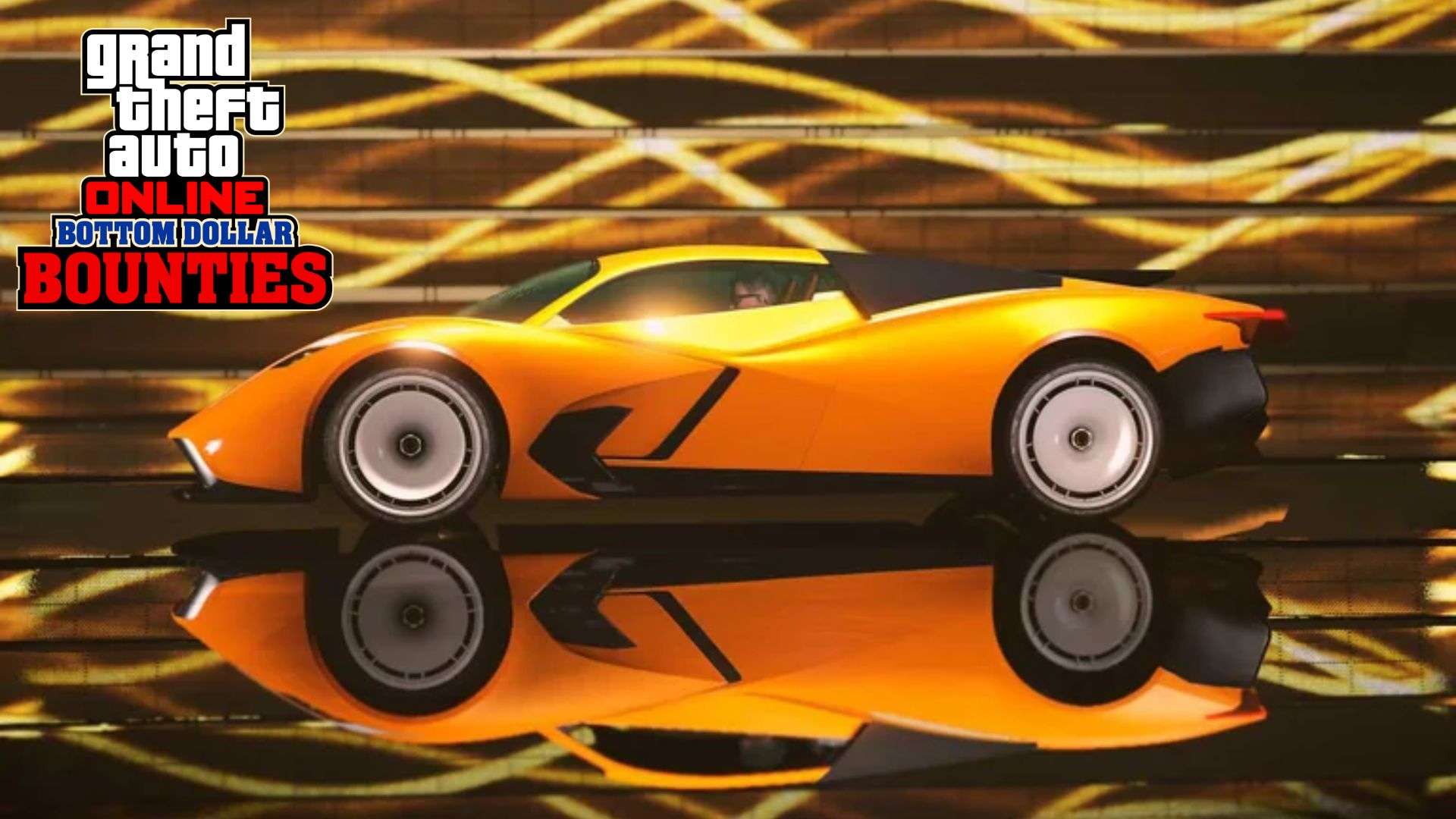 Orange Overflod Pipistrello with GTA Online Bottom Dollar Bounties logo