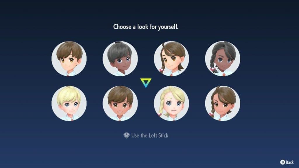 Pokemon Scarlet character creation screen.