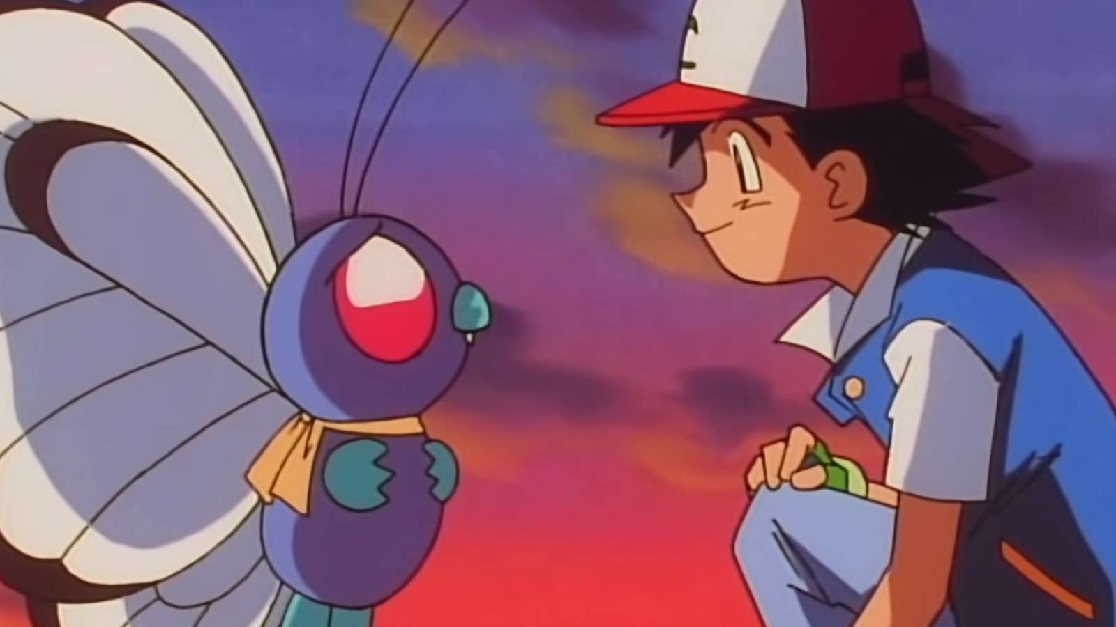 Ash says goodbye to Butterfree in the Pokemon anime