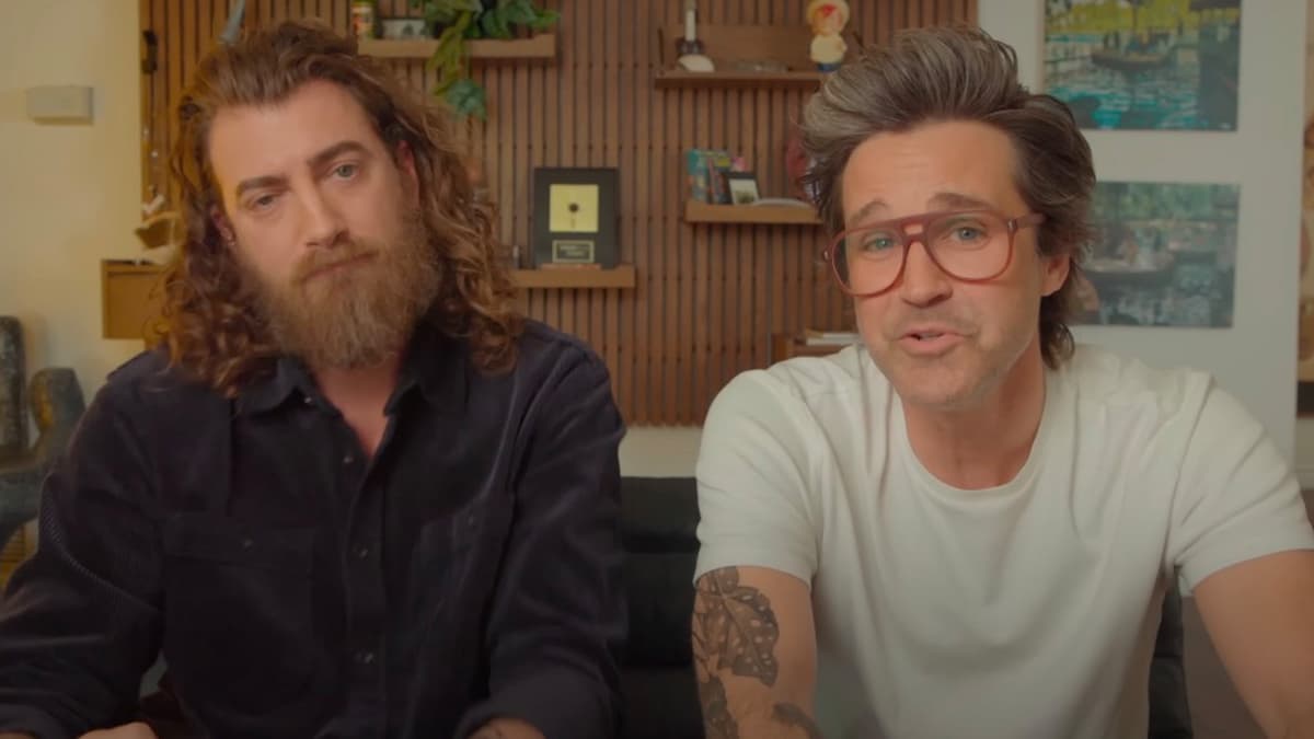 Rhett and Link looking into the camera