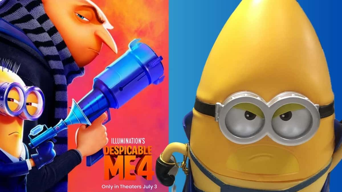 despicable me 4 movie poster and a minion cup.