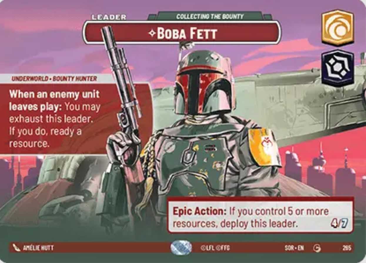 Boba Fet Set 1 Showcase card in Star Wars Unlimited