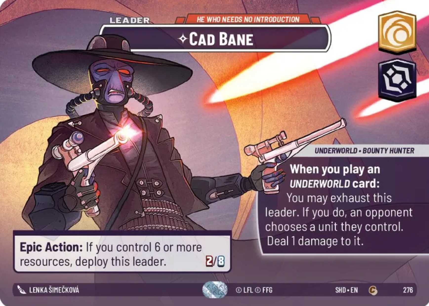 Cad Bane Showcase card in Star Wars Unlimited