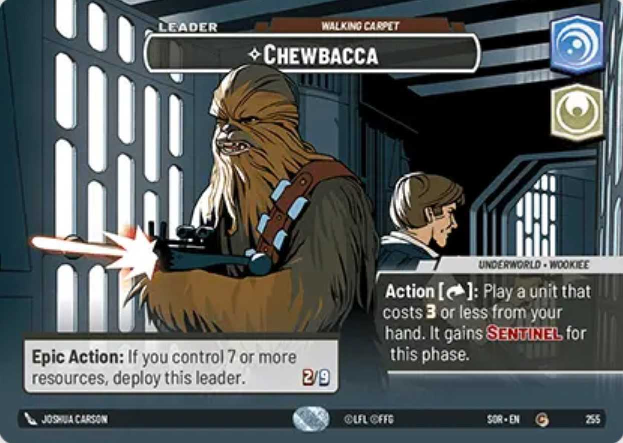 Chewbacca Showcase card in Star Wars Unlimited